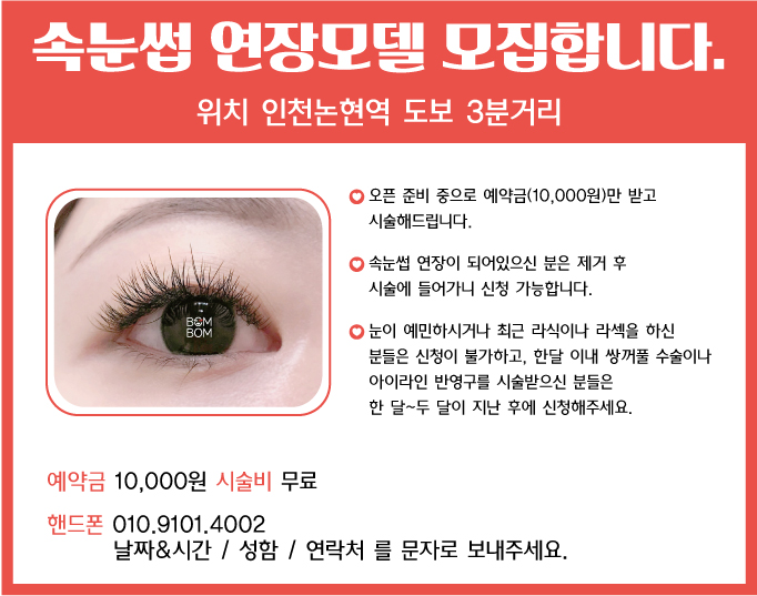 속눈썹 모델 구합니다.