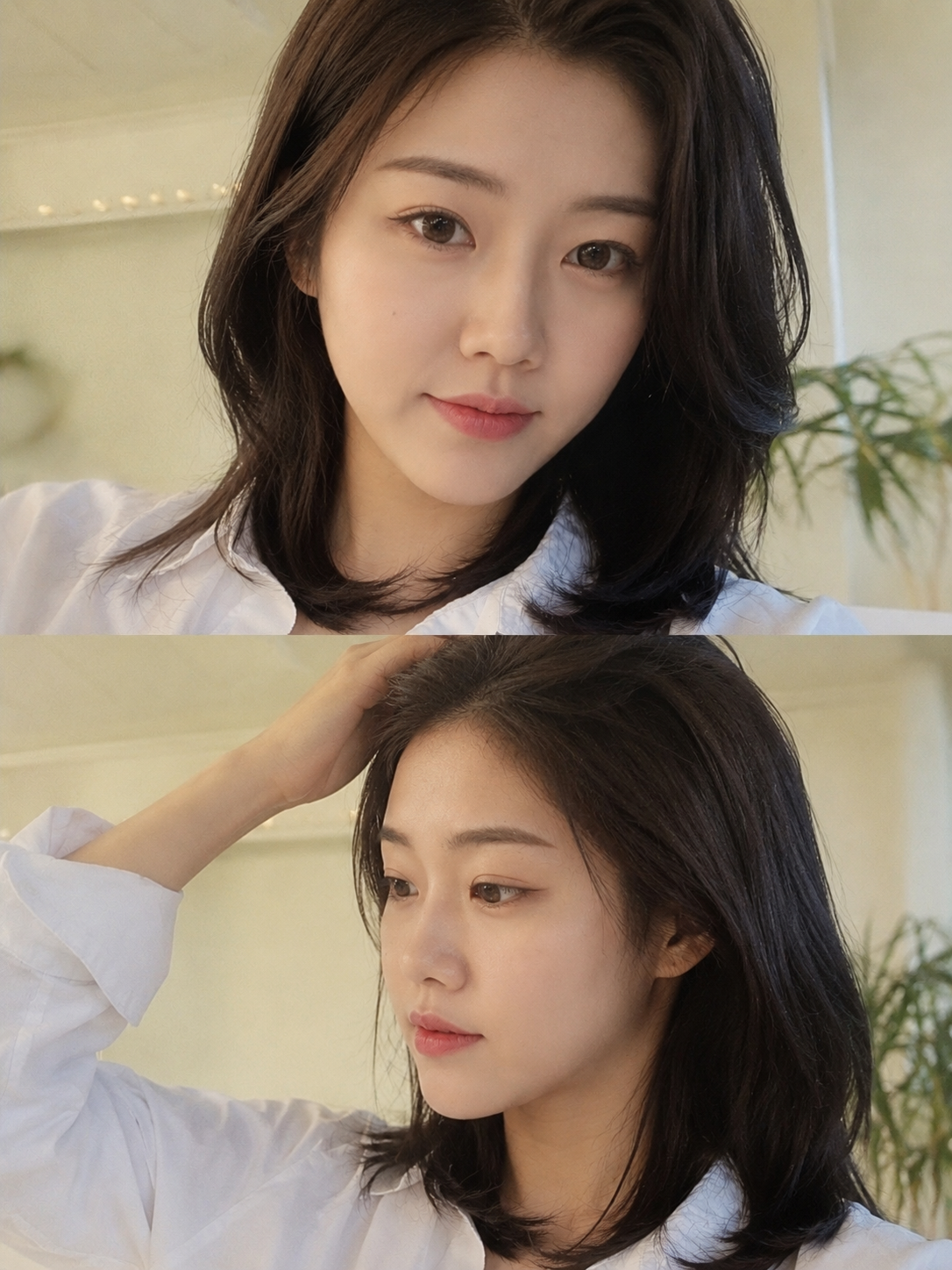 [포트폴리오 작업] 레이어드컷 + C/S컬 매직세팅 프리미엄 모델 구합니다 (얼굴 AI 변환 가능/여성 한정)
